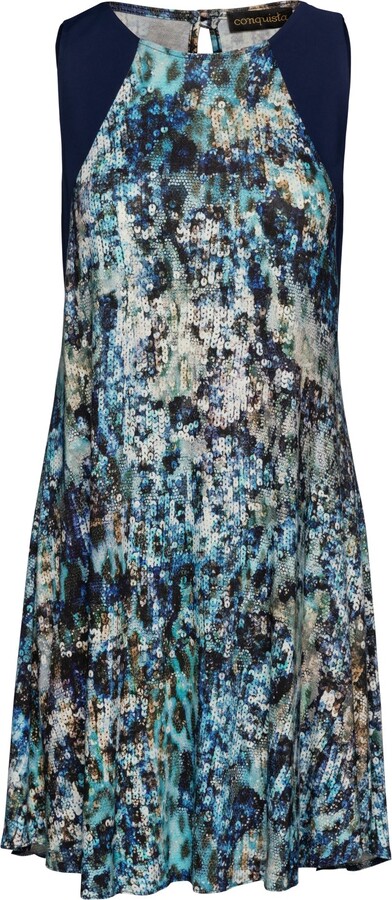 Conquista Navy Blue Print Dress