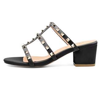 Glamorous Chris-T Women's Platform Dress Pumps Sandals Studs Embellishment Block Chunky Heels 5CM Black Size 11