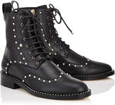 Thumbnail for your product : Jimmy Choo HANAH FLAT Black Smooth Leather Boots with Pearl Detailing