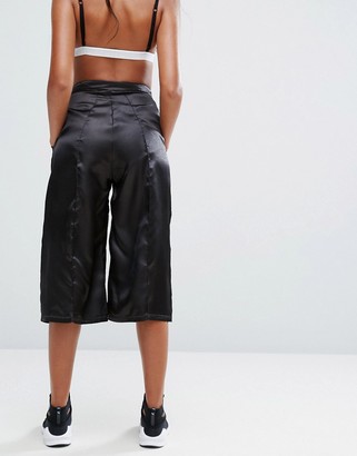 Ellesse High Waist Satin Culottes With Pin Tuck Detail Co-Ord