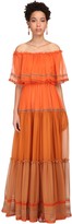 Thumbnail for your product : Alberta Ferretti Off-the-shoulder Silk Chiffon Long Dress
