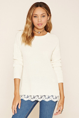 Forever 21 FOREVER 21+ Lace-Hem Knit Sweater