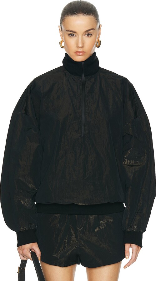 Fear Of God Wrinkled Polyester Half Zip High Neck Track Jacket in