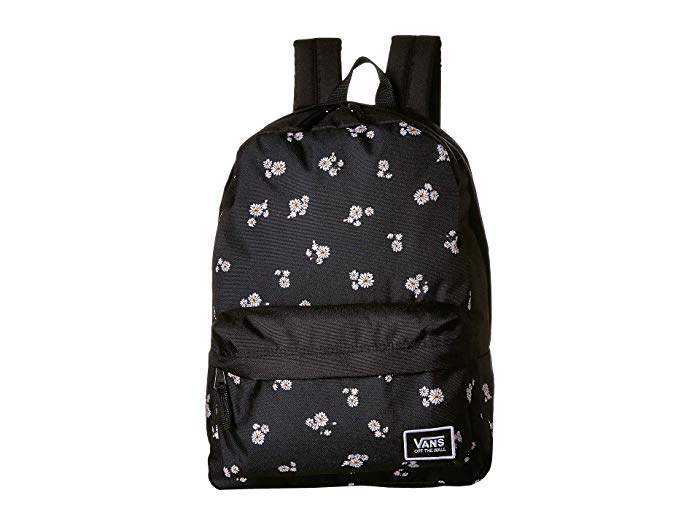 vans realm classic black & sundaze floral backpack