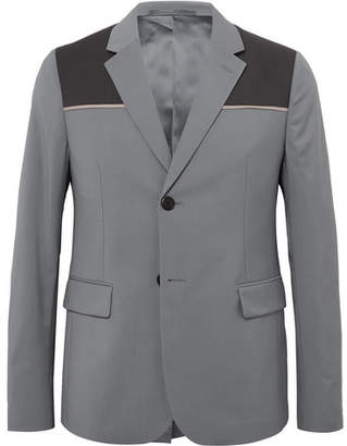 Prada Grey Panelled Wool And Mohair-Blend Blazer