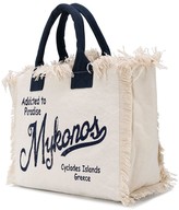 Thumbnail for your product : MC2 Saint Barth Slogan Print Frayed Beach Bag