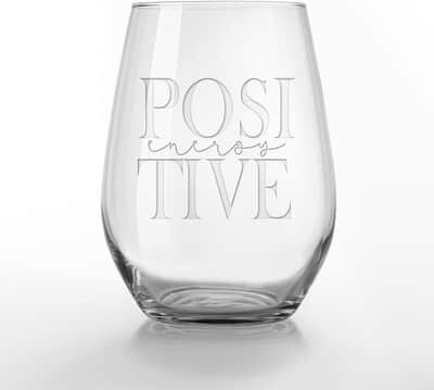 15 oz Positive Energy Engraved Stemless Wine Glass By Designs Direct in Clear