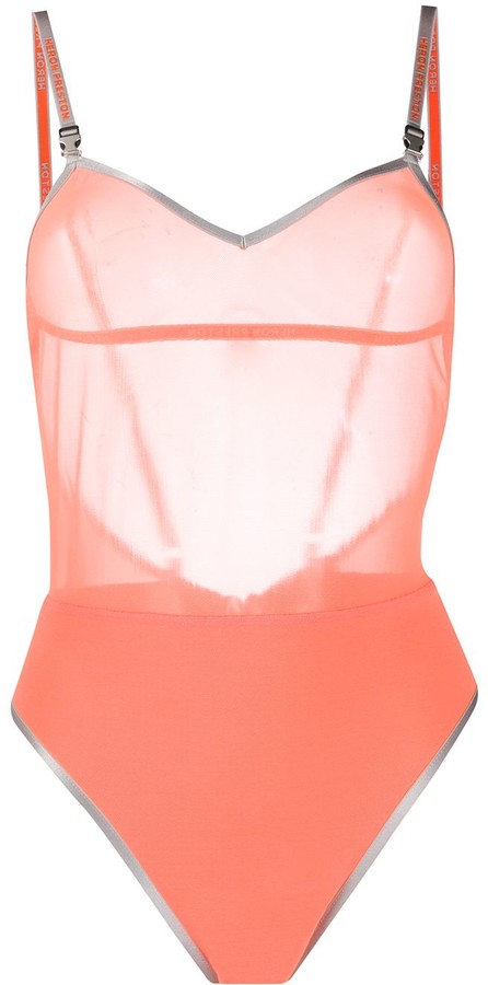 sheer panel swimsuit