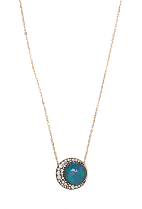 NOOR FARES Diamond, opal & grey-gold necklace