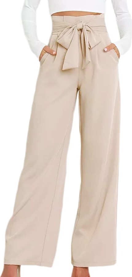 Women's Satin Wide Leg Pant Party Dress Casual Sparkle High Waisted Long  Pants Clubwear