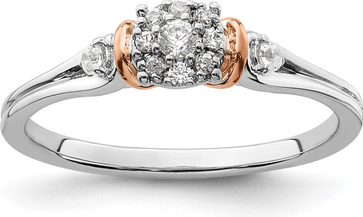 Diamond2Deal 14k Two-tone Lab Grown Diamond Engagement Ring 0.16Ct Clarity- VS Color- G-H