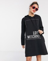 Thumbnail for your product : Love Moschino classic box logo hooded dress in black