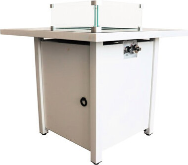 Brayden Studio 30 Inch White Steel - 40000 , 24-hour Fuel Duration, Push-button Ignition, Outdoor Garden Centerpiece Table Energy Release, Burning, Euphoria