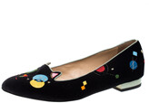 Thumbnail for your product : Charlotte Olympia Black Velvet Abstract Kitty Ballet Flats Size 40