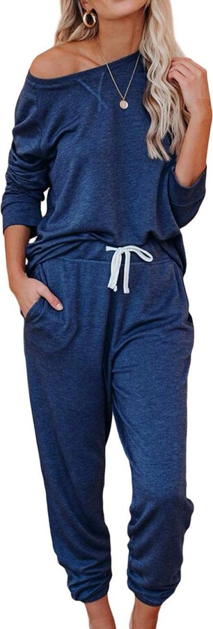 Zilcremo Women Two Piece Outfits Pajamas Set Long Sleeve Pullover Tops and Long Pants Sweatsuits Tracksuits
