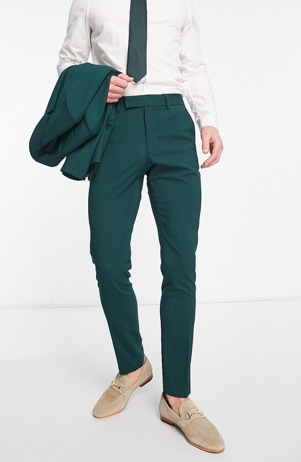Dark Green Slim-Fit Pants | Slim fit suit men, Slim fit suits, Slim fit men