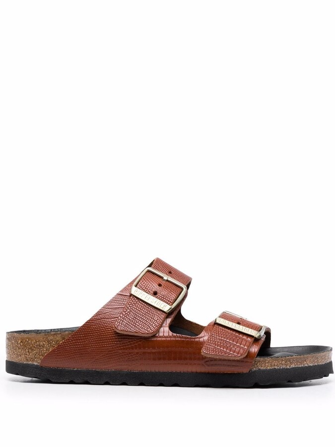 snakeskin footbed sandals
