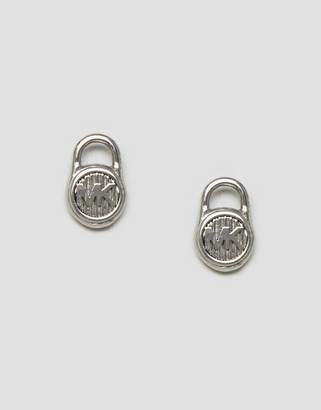 Michael Kors Silver Logo Lock Stud Earrings