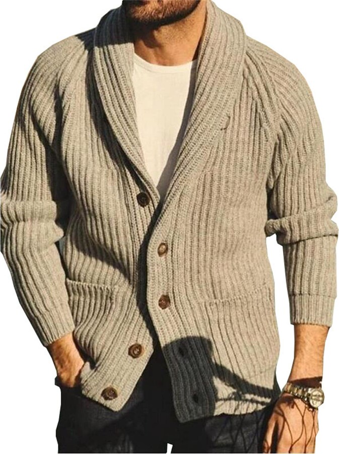 thick knit cardigan mens