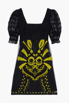 Thumbnail for your product : Charo Ruiz Ibiza Kora crocheted lace-paneled embroidered tulle mini dress