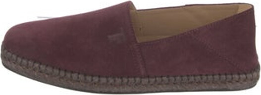 Tod's Suede Espadrilles Burgundy Round-Toes Platform Includes Box & Dust Bag