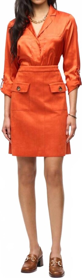 Joseph Ribkoff Faux Suede Pull-On A-Line Skirt In Lava