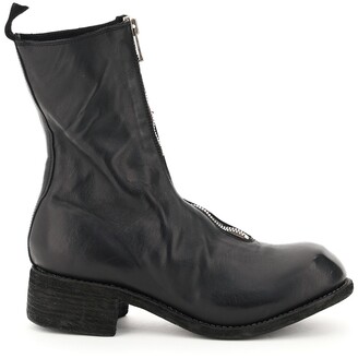 Guidi FRONT ZIP LEATHER ANKLE BOOTS 36 Black Leather