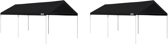 Caravan CaravanCanopyDomain10x20FtStraightLegWaterResistantOutdoorSunShadeInstantPortableShelterCanopyTentSetw/RollerBag,Black(2Pack)