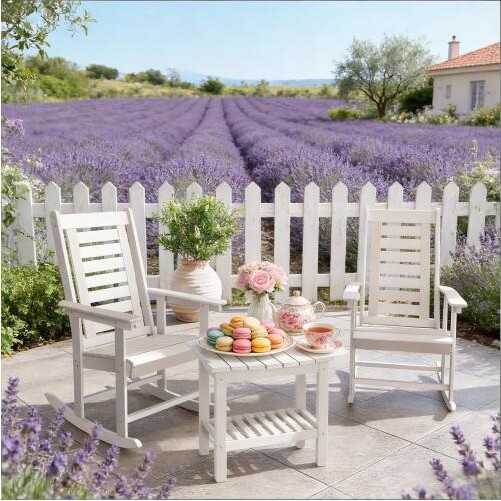 Ridstar2-PieceOutdoorLoungeSetwithArmrests&HighBackforPatio,Terrace&Backyard-White