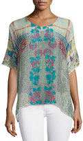 Thumbnail for your product : Johnny Was Engina Printed Short-Sleeve Boxy Top