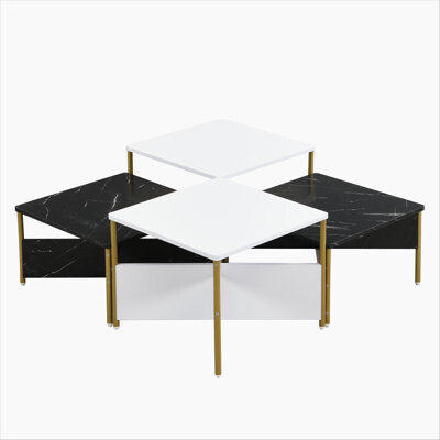 Modern Nesting Coffee Tables Set of 4 -Mid Century Modern Square Living Room Table, Free Adjustable Shape,Versatile and Stylish Accent Furniture for Y