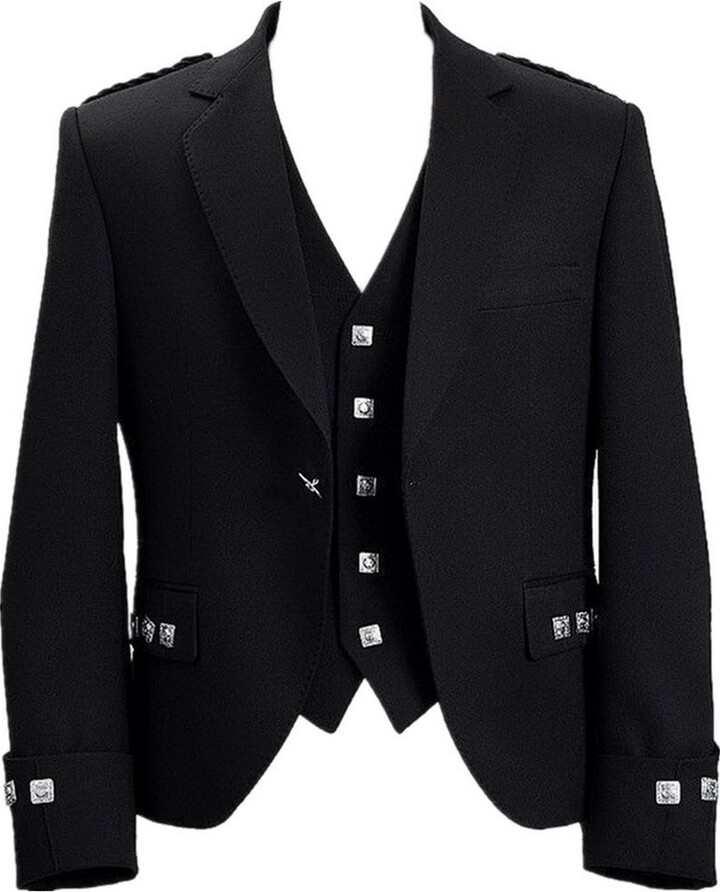 Lucasini Mens Scottish Argyle Kilt Jacket With Vest - Black - - ShopStyle