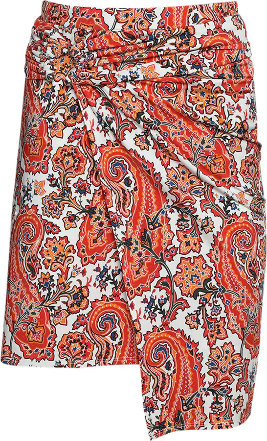 Rabanne Jupe gathered-detail paisley-print skirt