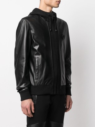 Philipp Plein Hooded Leather Jacket