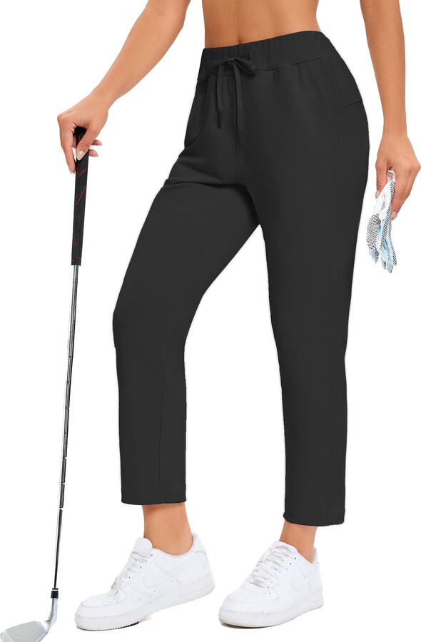G4Free Womens Ankle Pants 7/8 Length Travel Pants Drawstring Stretch Lounge  Casual Pants Nylon with Pockets for Golf - ShopStyle