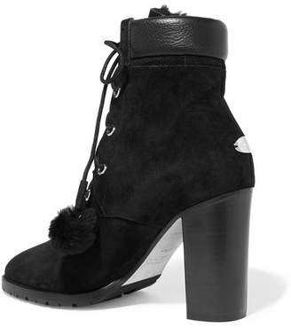 Jimmy Choo Elba 95 Shearling-lined Suede Ankle Boots - Black