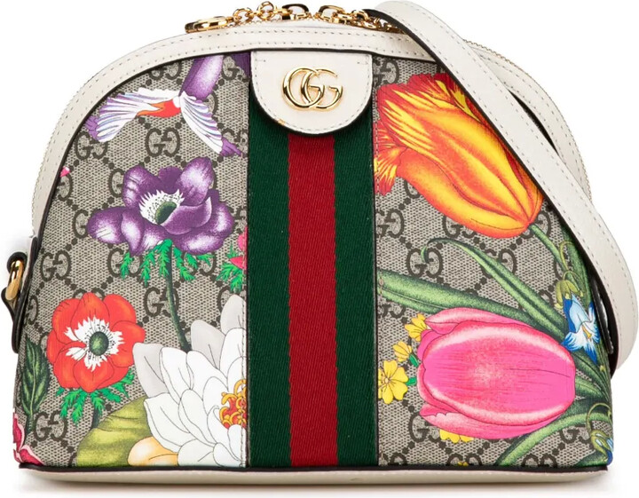 Gucci Pre-Owned 2000-2015 Small GG Supreme Flora Ophidia Dome crossbody bag