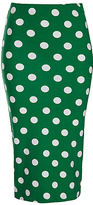 Thumbnail for your product : Topshop Green Spot Print Tube Skirt