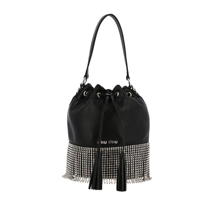 Miu Miu Bucket Bag In Leather With Rhinestone Fringes ShopStyle