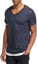 Thumbnail for your product : Majestic Double-Layer Linen & Cotton V-Neck T-Shirt