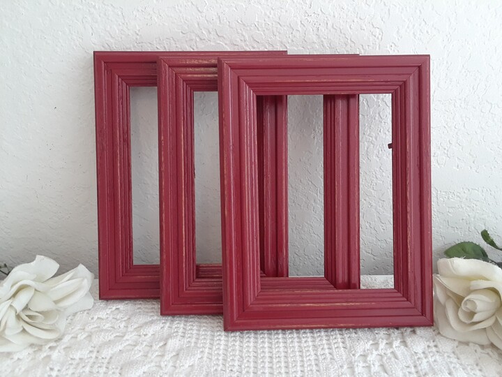 Red Picture Frame Upcycled Vintage Wide Wood 5 X 7 Photo Decoration Rustic Country Farmhouse Athletic Sports Boy Bedroom Home Decor Gift Him