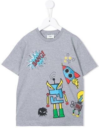 Fendi Kids robot print T-shirt