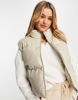 Thumbnail for your product : Brave Soul tropic faux leather padded gilet