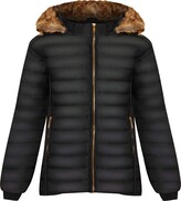 Thumbnail for your product : Top Fashion18 Ladies Plus Faux Fur Collar Hood Puffer Jacket Ladies Long Sleeve Coat Zip Pocket Hood UK Size 8-28 Mustard