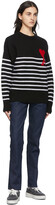 Thumbnail for your product : Ami Alexandre Mattiussi Black & White Ami de Cœur Striped Sweater