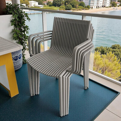Ebern Designs 4-Piece Modern Stackable Armchair Set - All-Weather PP Plastic (Indoor/Outdoor Use)?