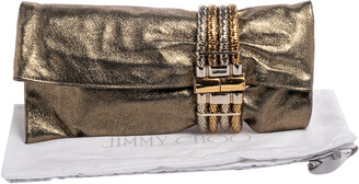 Jimmy Choo Gold Shimmery Leather Chandra Clutch
