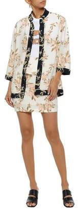 Ganni St. Pierre Floral-print Crepe De Chine Peplum Mini Skirt