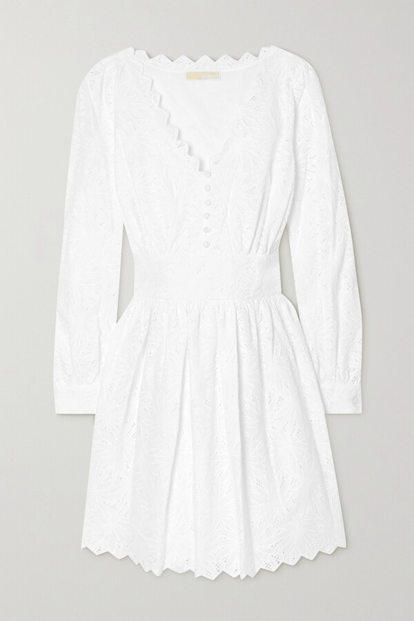 MICHAEL Michael Kors Broderie Anglaise Cotton Mini Dress White