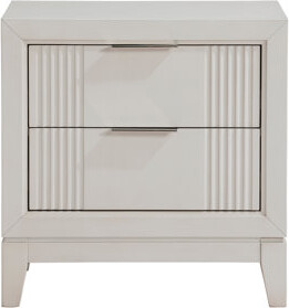Lark Manor Antique White Finish 1Pc Nightstand With 2X Drawers Modern Bedroom Furniture, Reeded Fronts, Bedside Cabinet With Drawers
